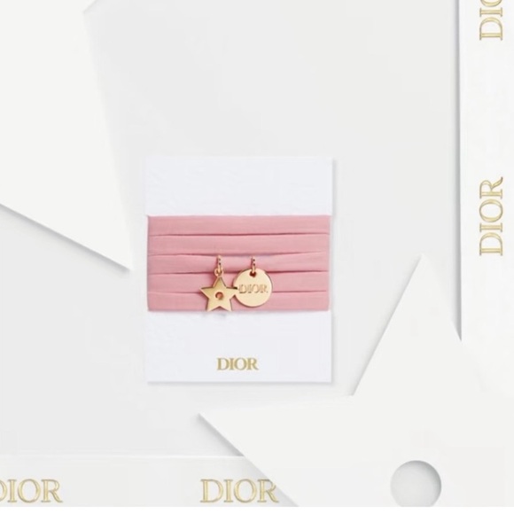 Dior Blush Pink Ribbon with Gold Star Accents - Choker , Bracelet - Picture 8 of 8
